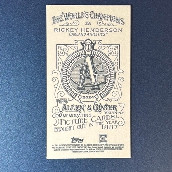 Rickey Henderson Mini A&G Back CASE HIT SP 2024 Topps Oakland Athletics HOF - Picture 2 of 2